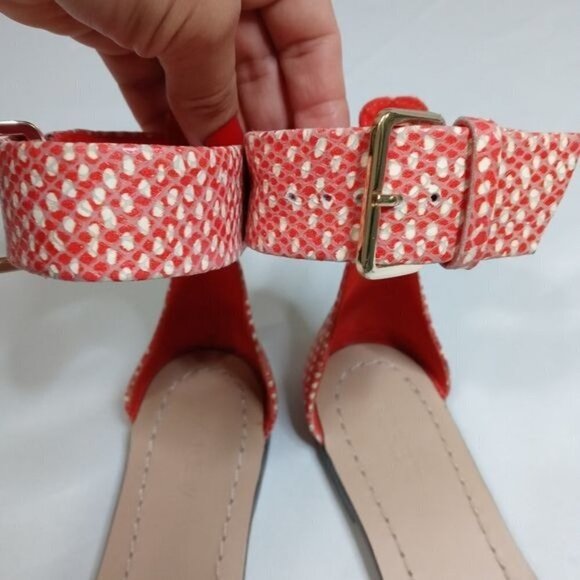 J.Crew Snake Skin Print Ankle Strap Leather Sandals Size 7 - Picture 6 of 13